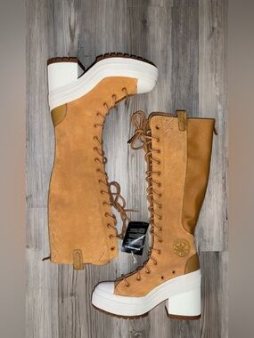 WOMENS CONVERSE Chuck 70 De Luxe Heel XX Platform High Heel Western Brown 7